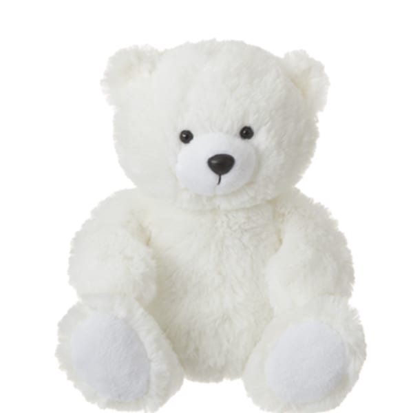 White teddy bear plush toy sitting upright