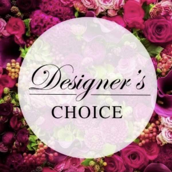 Pink rose floral background with a circular "Designer’s Choice" label