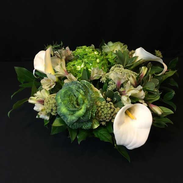 Pure White Modern Centerpiece in Rectangular Glass Vase