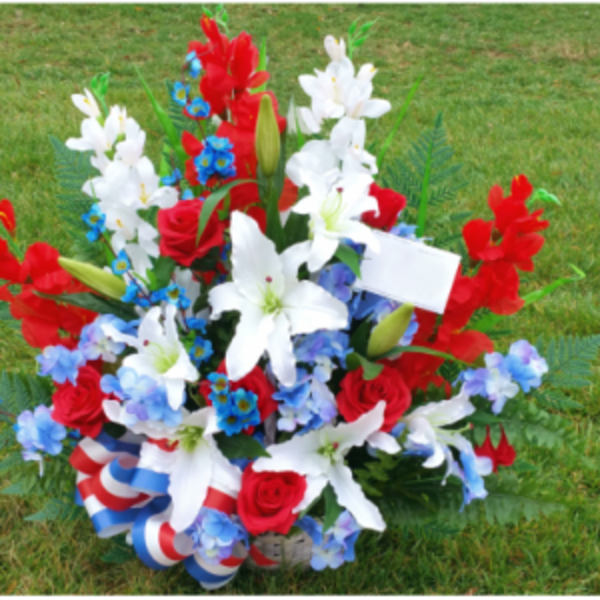 SILK PATRIOTIC BASKET ARRANGMENT - PREMIUM