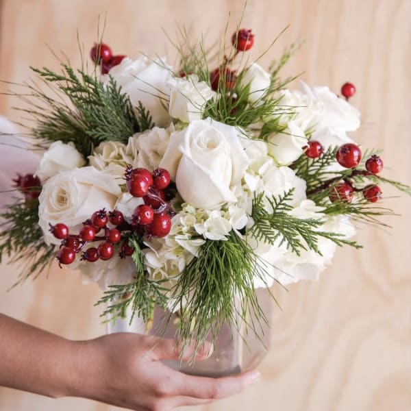 Elegant white holiday arrangement