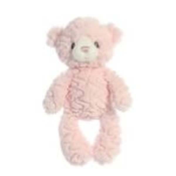 Pink teddy bear plush toy on a white background