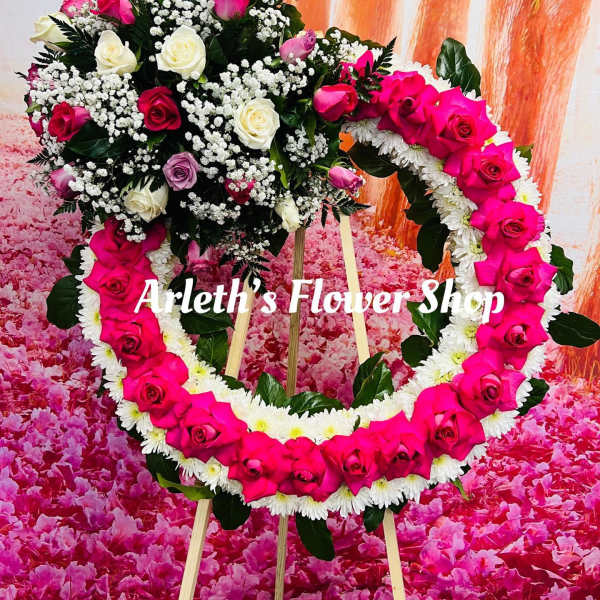 Funeral - Medium Wreath With Hot Pink Roses