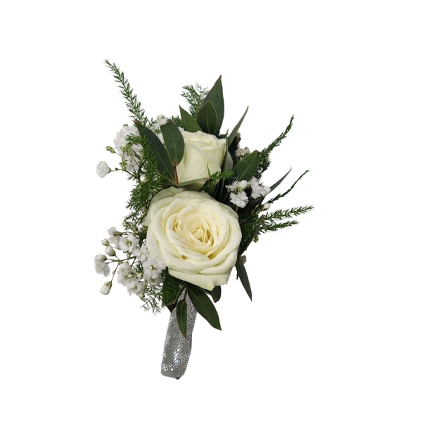 White Spray Rose Boutonniere