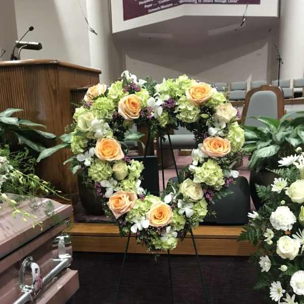 Sympathy Heart on Easel, Standard Size with Premium Flowers