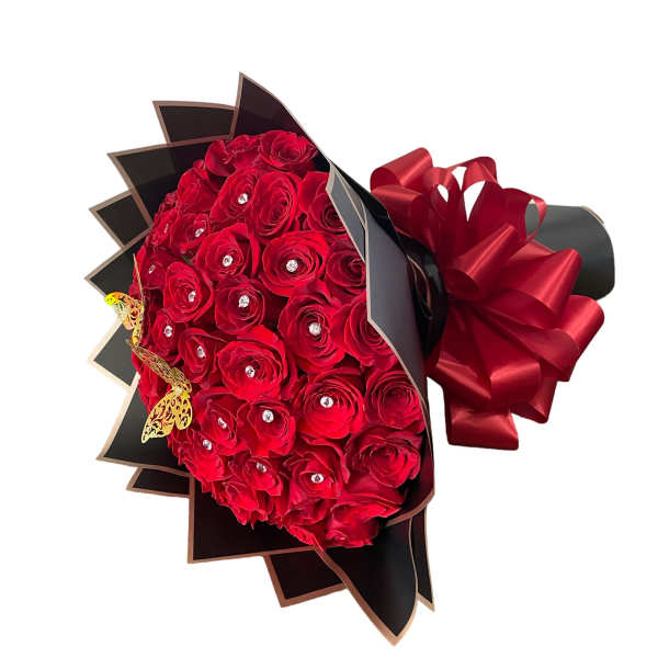 Buchon 100 Red Roses Wrapped