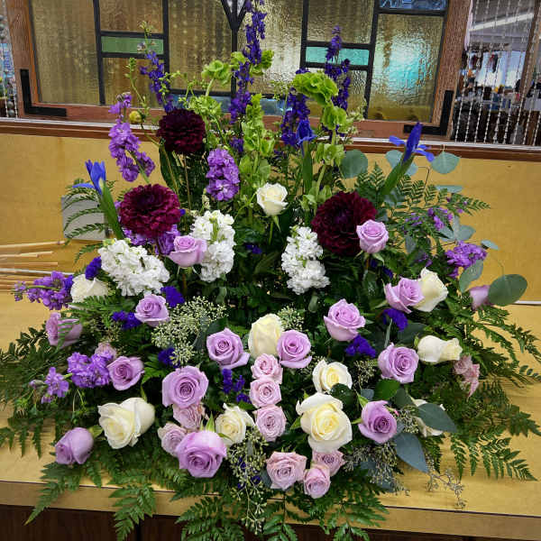 Lavender and White Funeral Basket