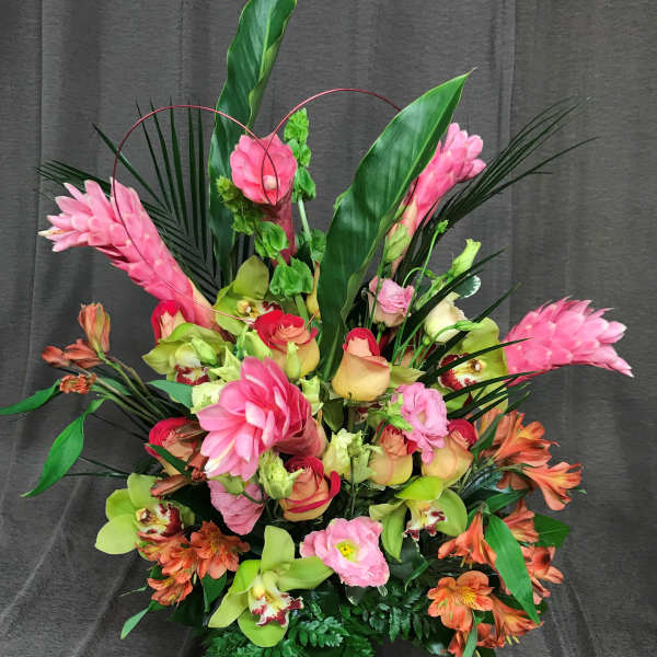 Pink ginger bouquet with Heart