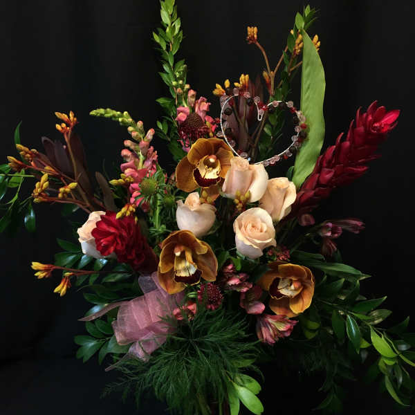 Exotic Rose mix Valentine with Orchids