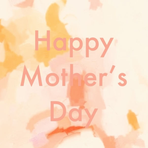 Happy Mother's Day text on a pastel peach and pink abstract background