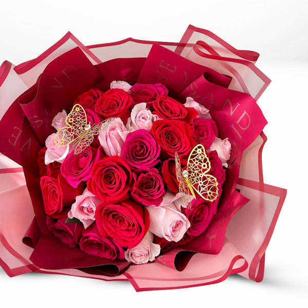 Colored Roses & Red Paper