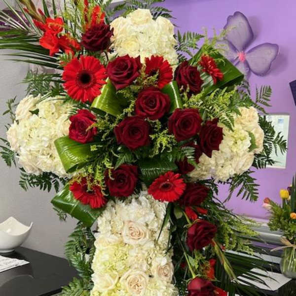 white and red cross easel 0103