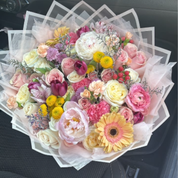 Spring Mixed Wrapped Bouquet