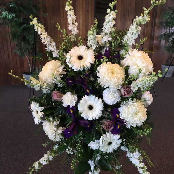 Medium Sympathy Spray with Gerber Daisies - color may vary