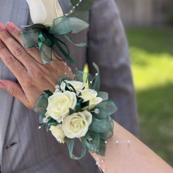 Green Corsage and Boutonniere