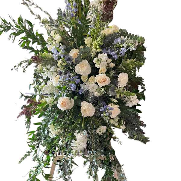 White and Blue Funeral Spray