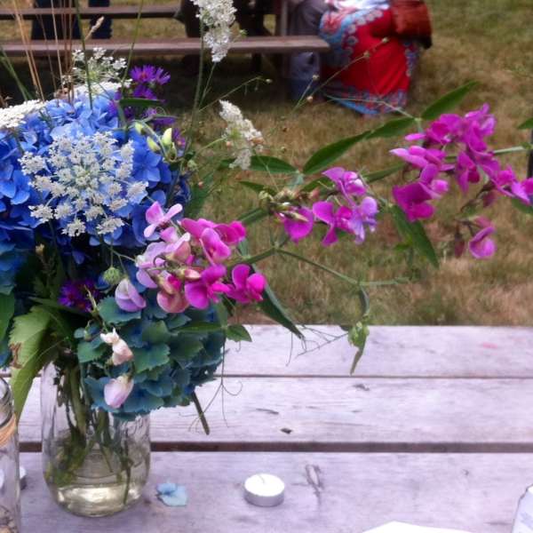 Mason Jar with Garden Fresh Flowers