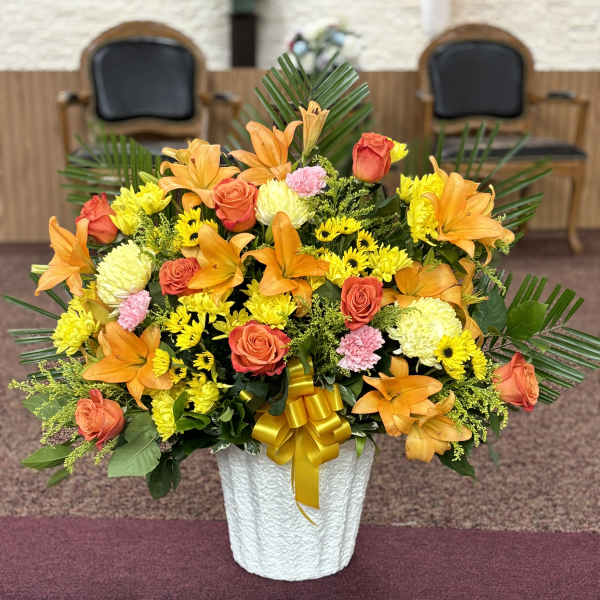 Heartfelt Tribute Bright Floor Basket