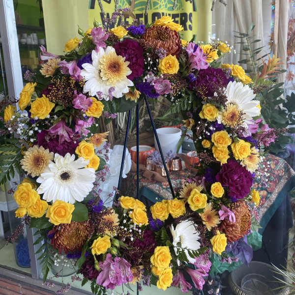 Bright Mixed Colors Memorial Wreath