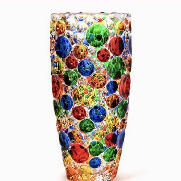 Vintage Bohemian Hand Painted Colored Glass Vase