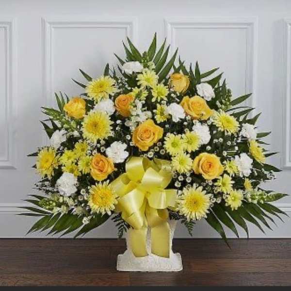 Yellow and White side basket