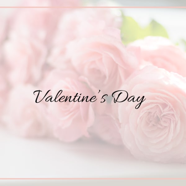 Soft pink roses with "Valentine's Day" text