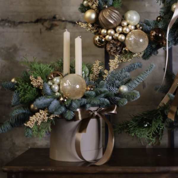 Holiday White Ceramic Cylinder- Centerpiece