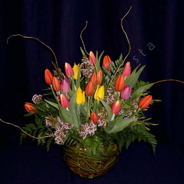 Large deluxe tulip bowl with willow