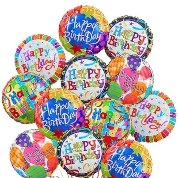 Dozen Happy Birthday Mylar Balloons