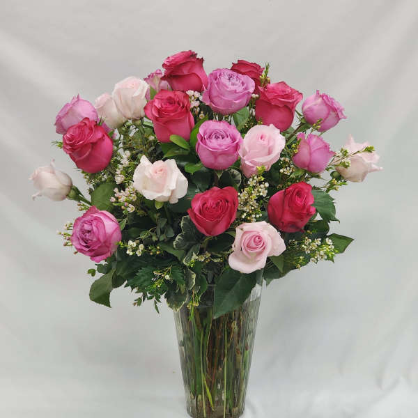 Long Stem Two Dozen Mixed Pink Roses
