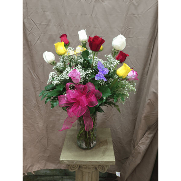 Dozen Multicolored Roses by Park Florist