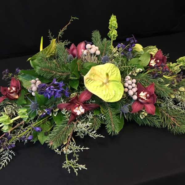 Winter long exotic centerpiece blue & green