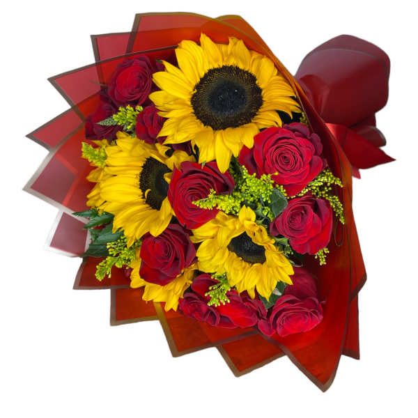 Red Roses w/ Sunflowers-Buchón Style