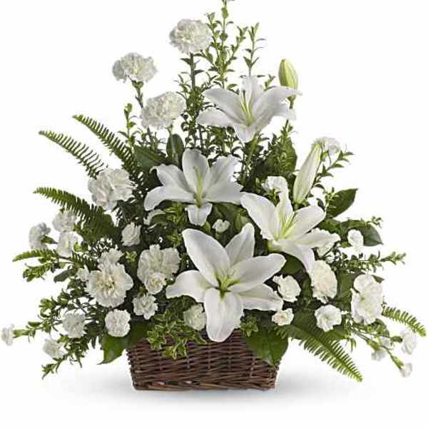 Peaceful White Lilies Basket