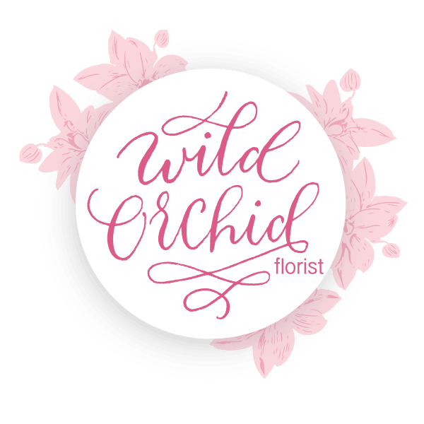 Pink floral logo with the words Wild Orchid florist