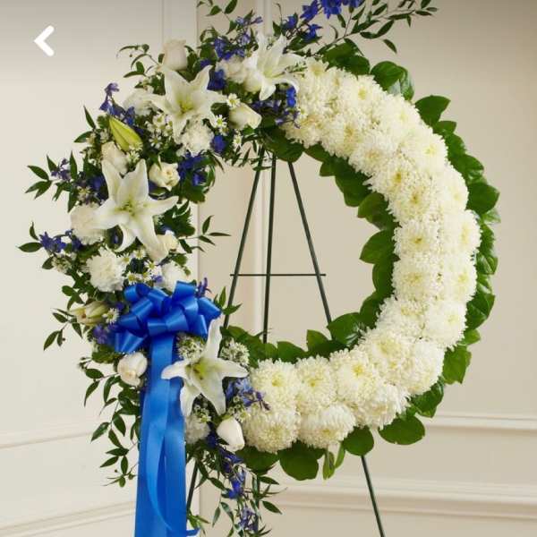 Blue and White swag wreath