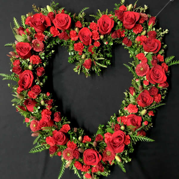 Heart Wreath All Red Flowers