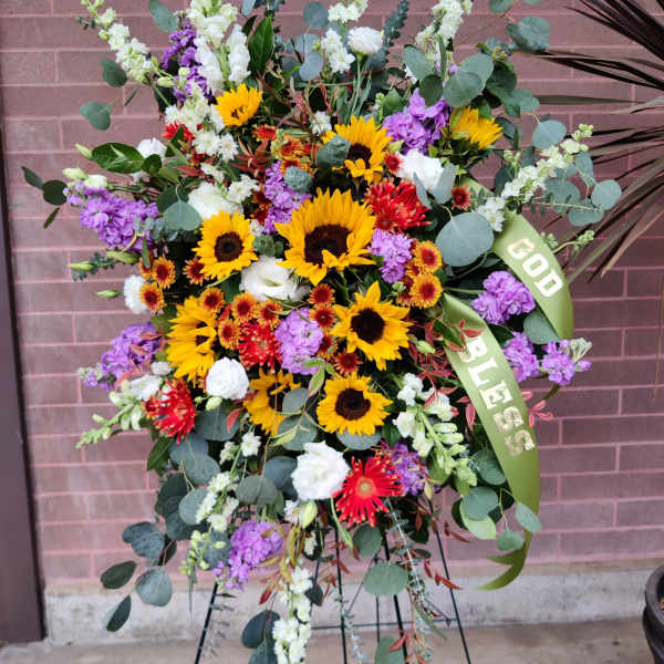 Large Seasonal Spray on Easel with Banner