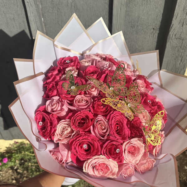 50 mix roses hot pink & light pink
