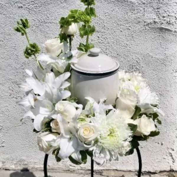 White Cremation Wreath