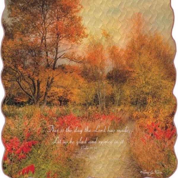 Decorative autumn landscape plaque with a Bible verse