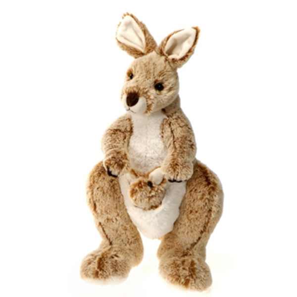 Plush kangaroo with a joey in its pouch