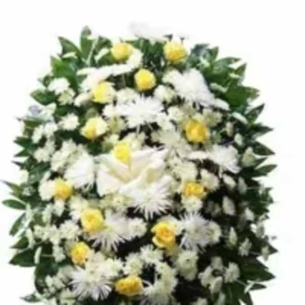 PREMIUM STANDING SPRAY YELLOW AND WHITE WITH ROSES