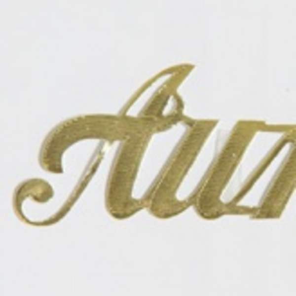 Gold script word "Aunt" on a white background