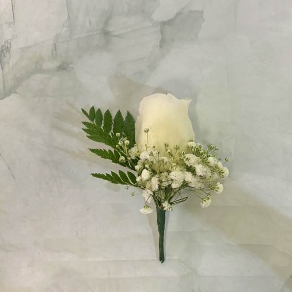 Simple White Rose Boutonnière
