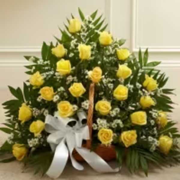 Sunny Yellow Rose Basket