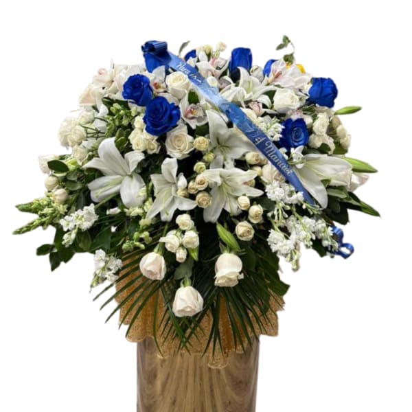 Blue & White Mixed Half Casket Cover