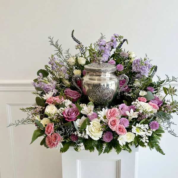 Pastel Sympathy Urn Arrangement