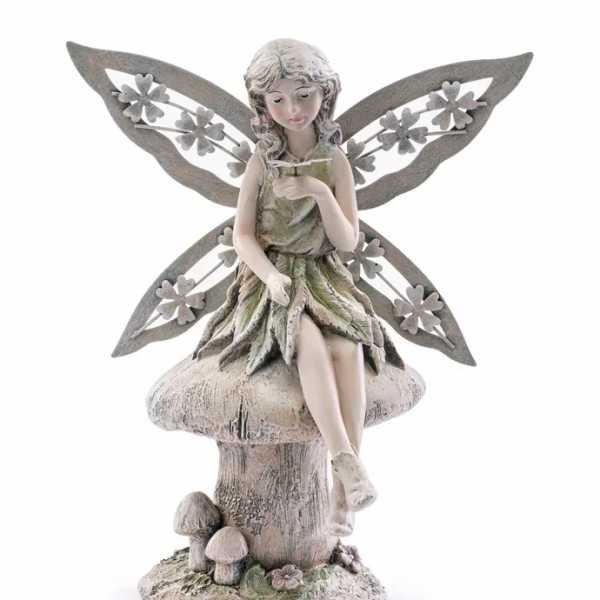 Fairy on Mushroom with Butterfly Figure