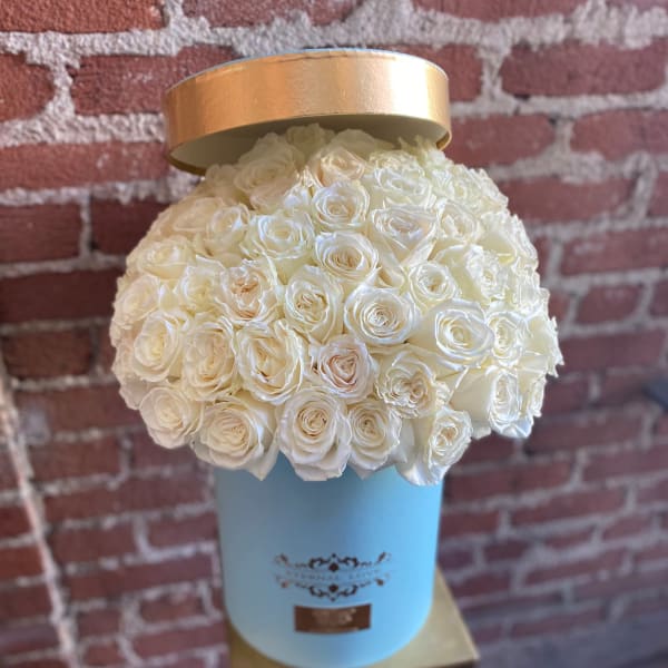 50 White Roses Box- Silver Lake Florist